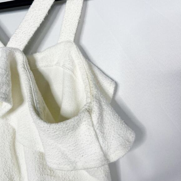 Madewell Texture & Thread Small White Ruffle Tie Front Tank Cotton Button Front - Picture 7 of 11